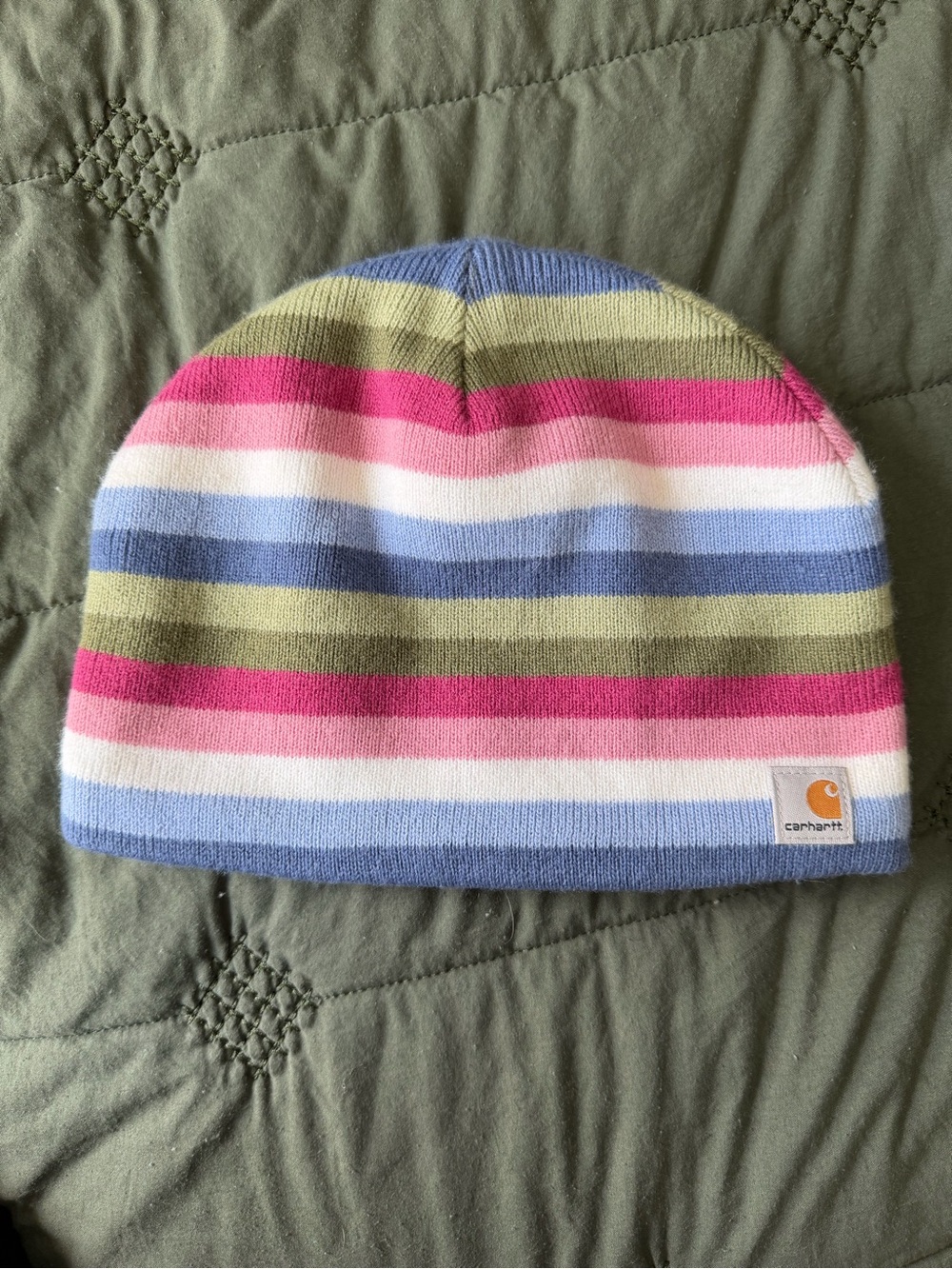 Carhartt Kids Striped Beanie Hat - Pink, Blue, Green, White